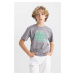 DEFACTO Boy's Crew Neck Printed Short Sleeve T-Shirt