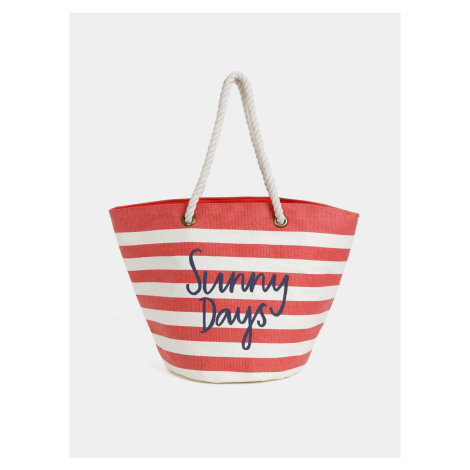 Krémovo-červená dámska pruhovaná plážová taška Tom Joule