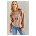 Bianco Lucci Women's Three Thread Raised Heart Printed Sweatshirt