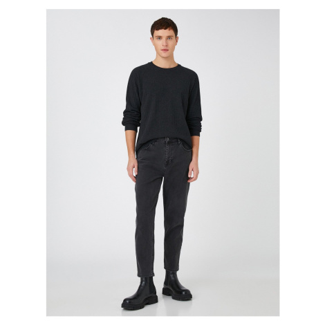 Koton Basic Knitwear Sweater Textured Crew Neck Slim Fit