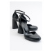 LuviShoes Oslo Black Skin Women's Heeled Shoes