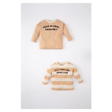 DEFACTO Baby Boy Crew Neck Printed 2-Piece Long Sleeve T-shirt