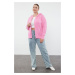 Trendyol Curve Pink Hooded Zippered Knitwear Cardigan