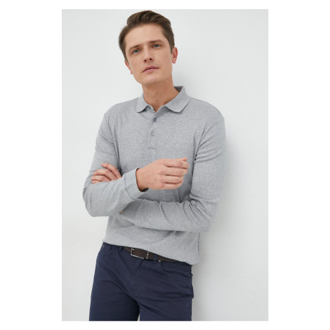 Bavlnené tričko s dlhým rukávom BOSS šedá farba, jednofarebné, 50468392 Hugo Boss