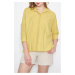 armonika Women's Neon Green Pocket Loose Linen Shirt