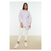 Trendyol Lilac Striped Belted Balloon Back Sleeve Long Woven Shirt