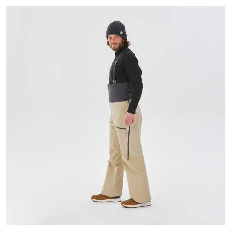 Nepremokavé pánske lyžiarske náprsenkové nohavice FR900 béžové