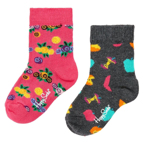 Šťastné ponožky 2 balenie ponožiek s jablkami a kvetmi Happy Socks