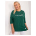 Dark green plus size blouse with inscription