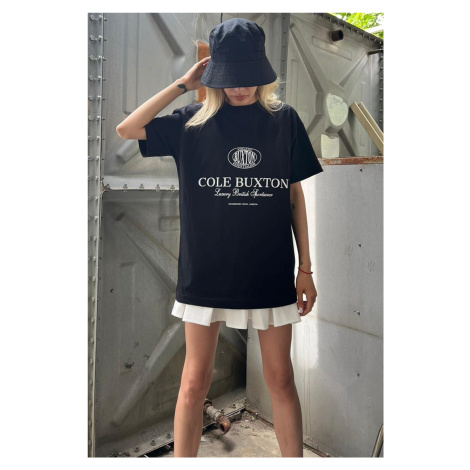 Madmext Black Printed Oversized T-Shirt