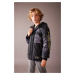 DEFACTO Boy's Water Repellent Hooded Fleece Lined Puffer Jacket