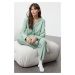 Trendyol Mint Brushed Soft Ribbed Cardigan Knitted Pajama Set