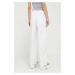 Nohavice Hollister Co. dámske, biela farba, rovné, vysoký pás