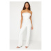 Trendyol Bridal White Wide Leg Woven Fitted Jumpsuit