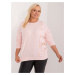 Light pink plus size blouse with appliqué