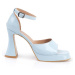 Capone Outfitters Capone Chunky Toe Ankle Band Hourglass Heels Platform Patent Leather Baby Blue