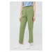 Nohavice United Colors of Benetton dámske, zelená farba, široké, vysoký pás