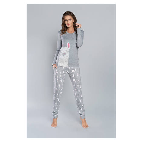 Peru pajamas with long sleeves, long trousers - melange/melange rose print Italian Fashion