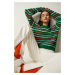 Happiness İstanbul Women's Green Striped Knitwear Sweater