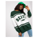 Dark green and white loose-fitting sweatshirt without hood