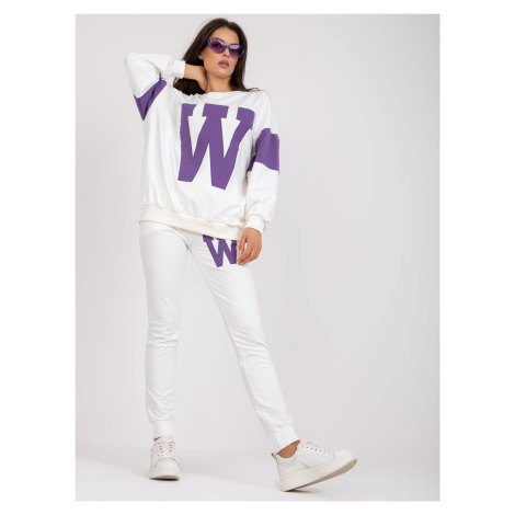 White and purple long-sleeved sweatshirt