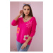 Sweater blouse with fuchsia floral pattern