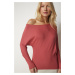 Happiness İstanbul Women's Dried Rose Boat Neck Knitwear Blouse