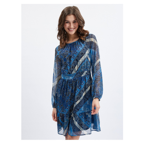 Orsay Dark blue ladies patterned dress - Women