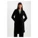 DEFACTO Long Cashmere Coat Regular Pattern Double Breasted Collar Snap Closure Pocket