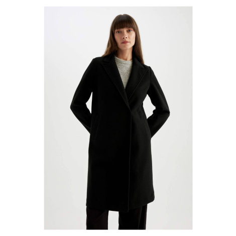 DEFACTO Regular Fit Double Breasted Collar Snap Fastener Pocket Long Cashmere Coat