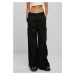 Women's high-waisted and wide-leg twill trousers black
