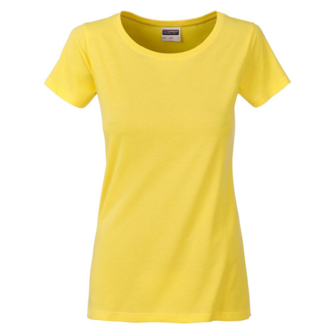 James & Nicholson Klasické dámske tričko z biobavlny 8007 - Žltá