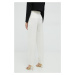Nohavice s prímesou vlny Elisabetta Franchi dámske, béžová farba, cigaretový strih, vysoký pás