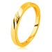 Zlatá obrúčka v 9K zlate - prsteň s jemnými zárezmi, malý zirkónik - Veľkosť: 56 mm