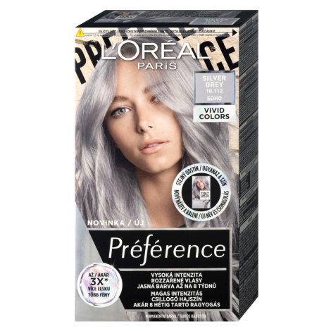 Permanentná farba na vlasy Loréal Préférence 10.112 Silver Grey - strieborná - L’Oréal Paris + d