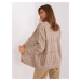 Dark beige openwork cardigan with wool