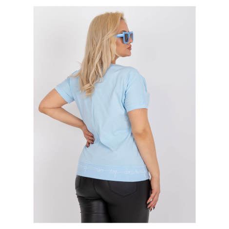 Light blue blouse plus size with short sleeves