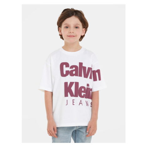 Calvin Klein Jeans Tričko Blown Up Logo IB0IB01881 Biela Regular Fit