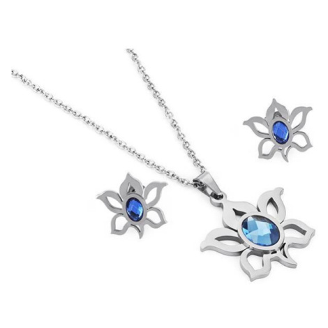 Sada šperkov z ocele slniečko s kryštálom strieborný