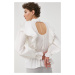 Bavlnená blúzka Bruuns Bazaar dámska, biela farba, jednofarebná