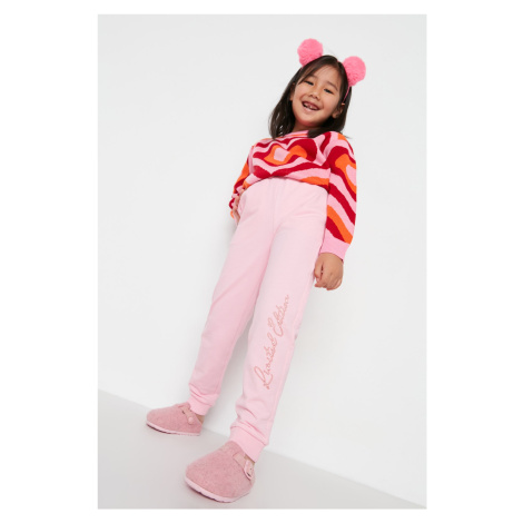 Trendyol Girls' Pink Printed Knitted Sweatpants