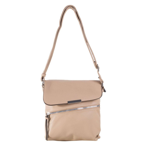Ladies' dark beige shoulder bag with a long strap