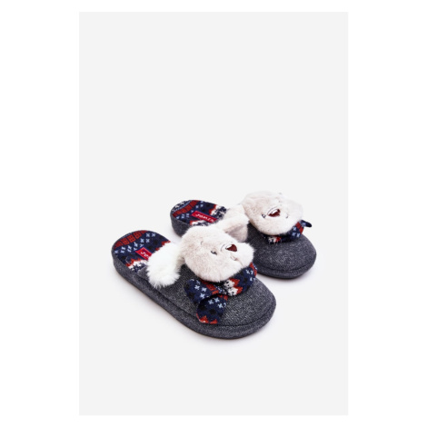Children's slippers with thick soles with Grey Dasca bear