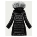 Čierna dámska zimná bunda z rôznych spojených materiálov (DK067-1)