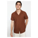 Trendyol Brown Regular Fit Linen Look Shirt