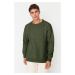 Trendyol Khaki Oversize Crew Neck Hair Knitted Sweater