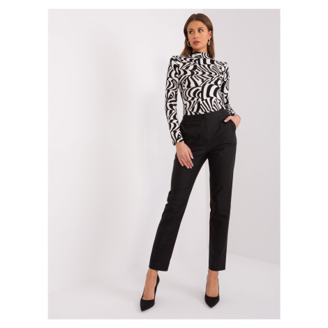 Black women's fabric trousers with elastic waistband