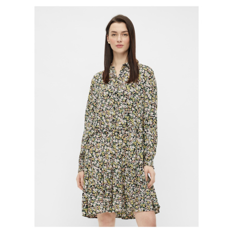 Green and Black Floral Shirt Dress Pieces - Women's
