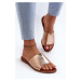 Women's flat heeled eco leather slippers, gold Maliha
