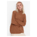 Trendyol Light Brown Wide Pattern Soft Texture Knitwear Sweater